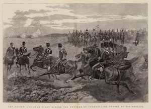 De recensie en schijngevecht voor de keizer van Duitsland, de aanval van de huzaren